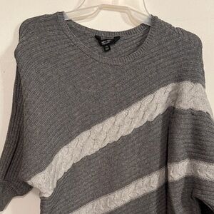INC International Concepts Gray and Cream Sweater